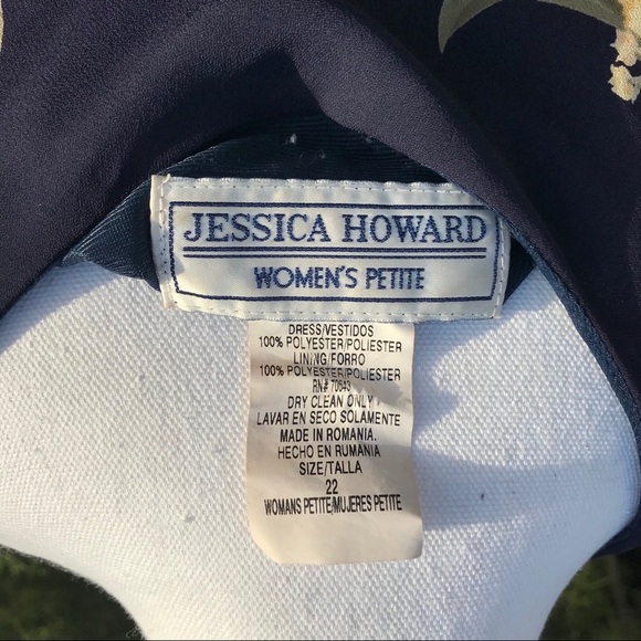 Jessica Howard Navy Floral Sheath Dress Size 22P - Picture 3 of 3